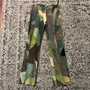 Sheri Bodell Patchwork Green and Brown suede vintage 90s Pants